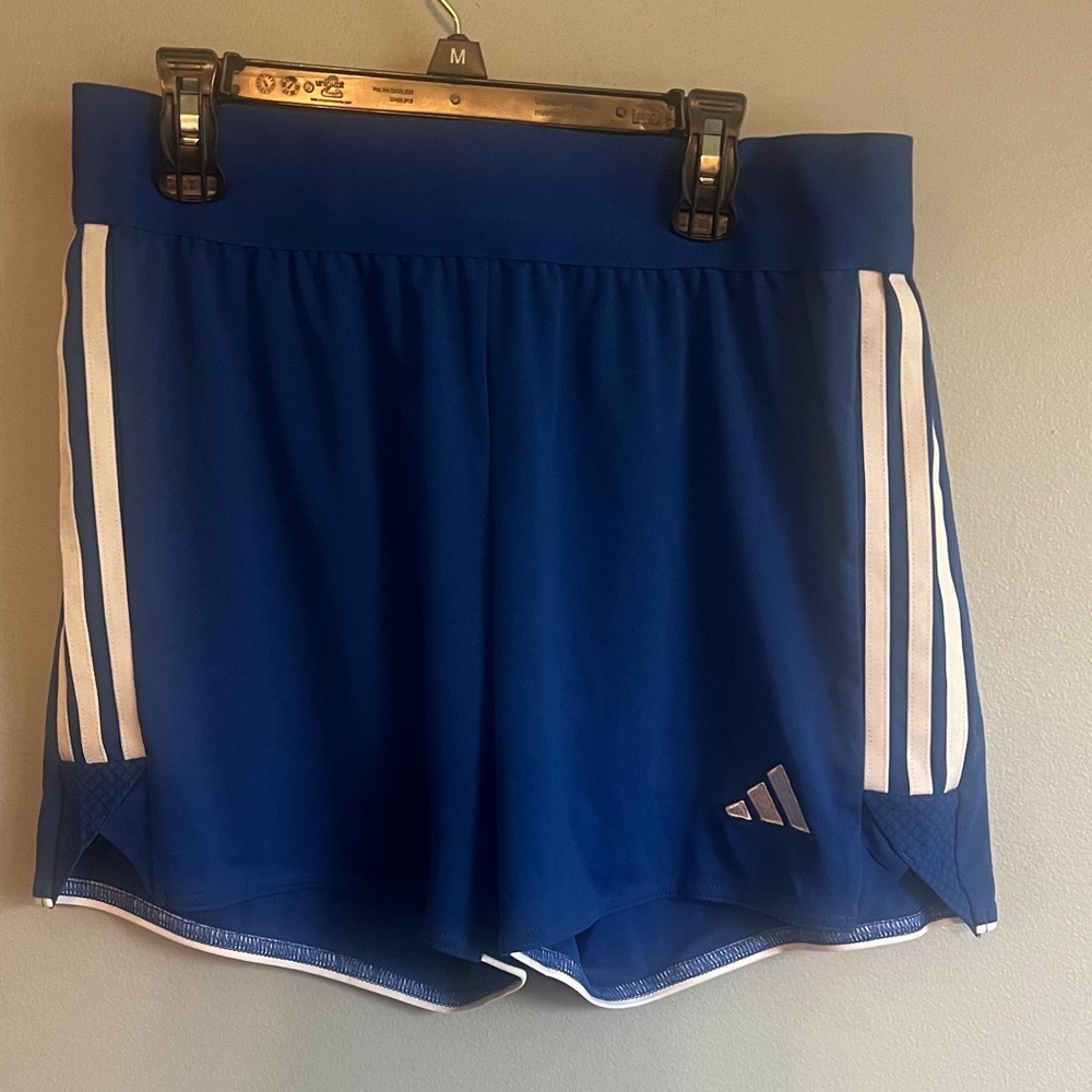 adidas Women’s Royal Blue Athletic Shorts with White Stripes